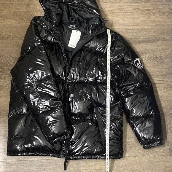 WESC Shiny Men’s Black Puffer Jacket with Hood